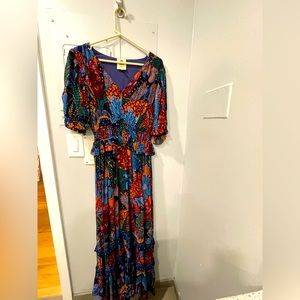 Farm Rio Teal Floral Maxi Dress- NEVER WORN!!!